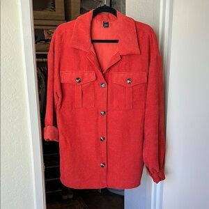 Burnt Orange Corduroy Button Down Shacket